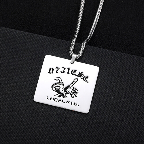 custom engraved men's jewelry wholesale suppliers personalized laser etched necklace thick chain manufacturers